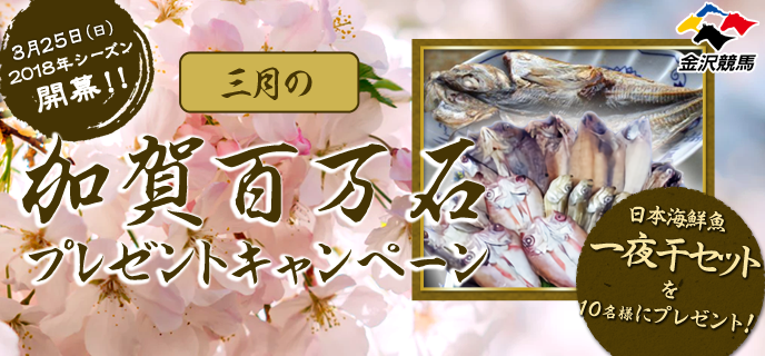 【金沢競馬】三月の加賀百万石プレゼントキャンペーン　日本海鮮魚一夜干セットを10名様にプレゼント!　
